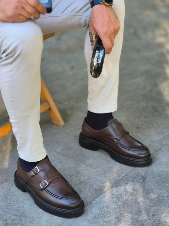 2025 YENİ SEZON EVA  ÇIFT TOKALI MODEL KAHVE DERİ 