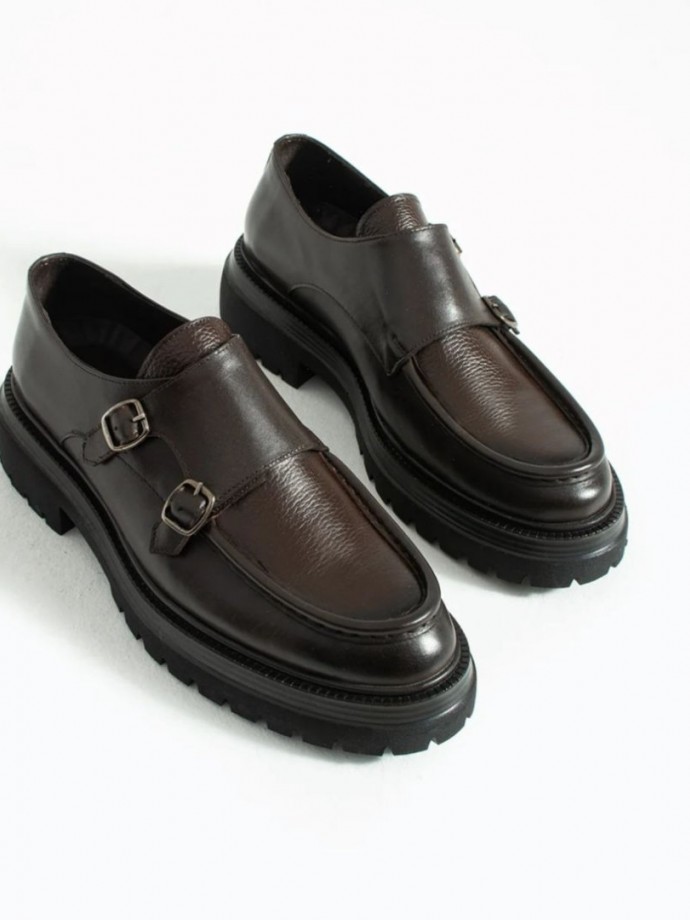 2025 YENİ SEZON EVA  ÇIFT TOKALI MODEL KAHVE DERİ