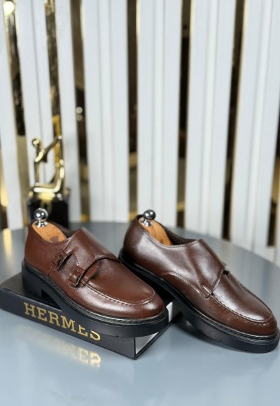 YENİ SEZON CASUAL ÇİFT TOKA MODEL - KAHVERENGİ DERİ