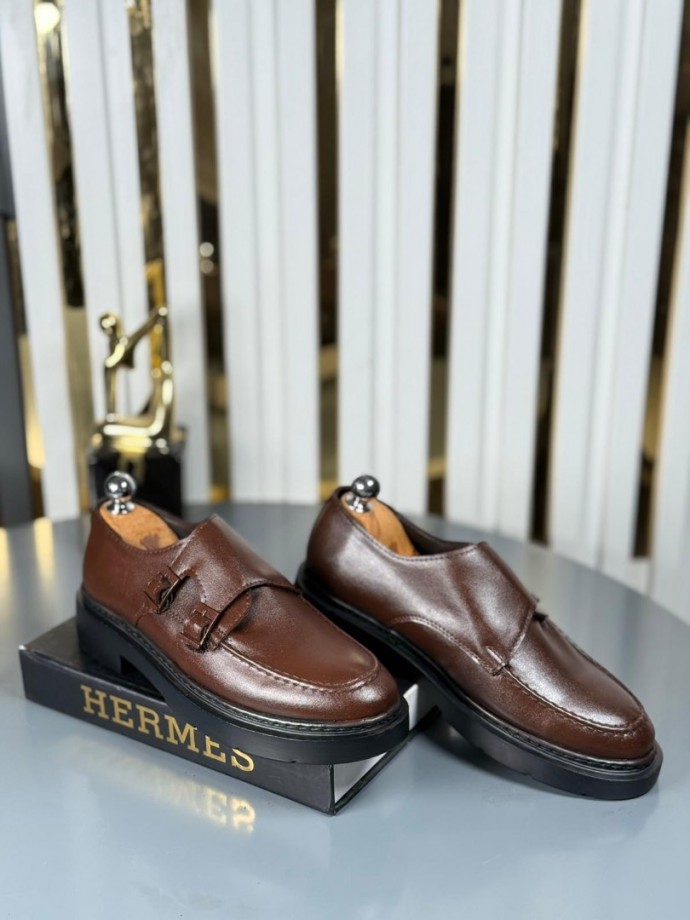 YENİ SEZON CASUAL ÇİFT TOKA MODEL - KAHVERENGİ DERİ