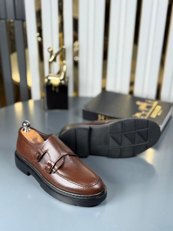 YENİ SEZON CASUAL ÇİFT TOKA MODEL - KAHVERENGİ DERİ