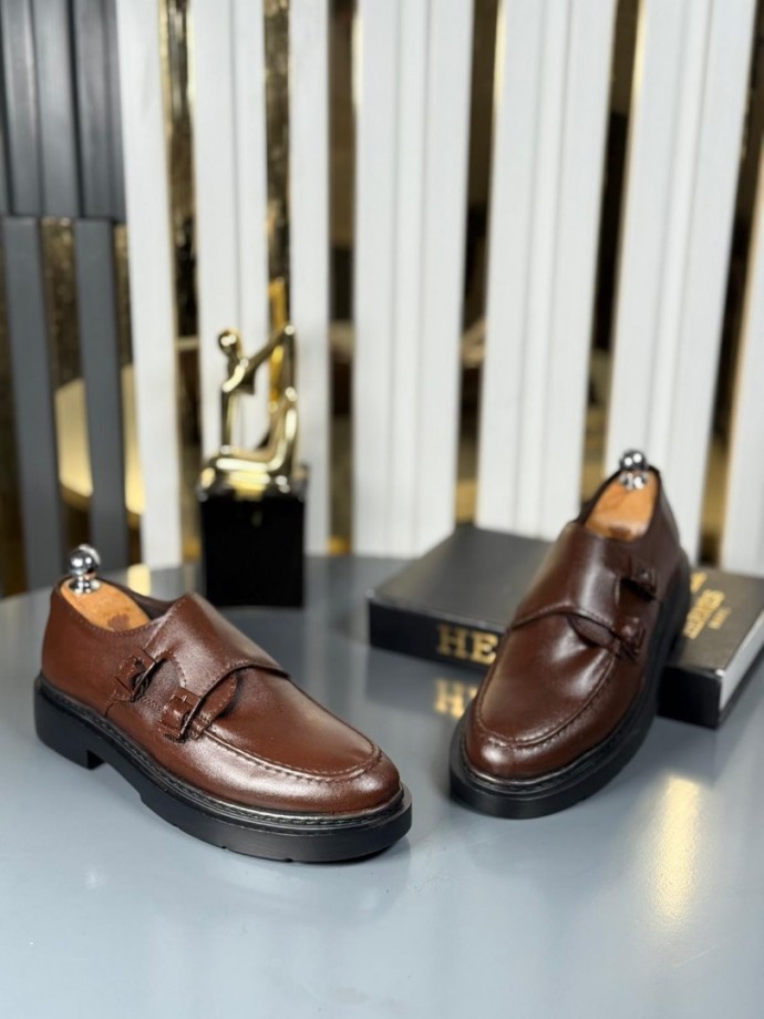 YENİ SEZON CASUAL ÇİFT TOKA MODEL - KAHVERENGİ DERİ