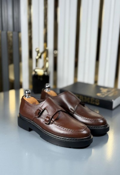 YENİ SEZON CASUAL ÇİFT TOKA MODEL - KAHVERENGİ DERİ