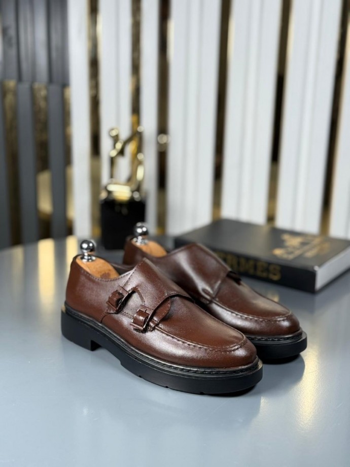 YENİ SEZON CASUAL ÇİFT TOKA MODEL - KAHVERENGİ DERİ