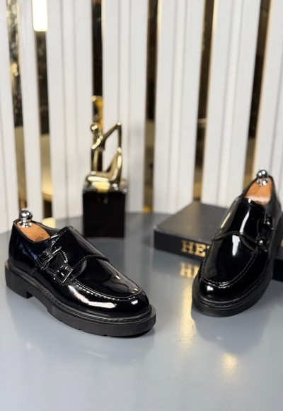 YENİ SEZON CASUAL ÇİFT TOKA MODEL - SİYAH RUGAN DERİ YENİ SEZON CASUAL ÇİFT TOKA MODEL - SİYAH RUGAN DERİ