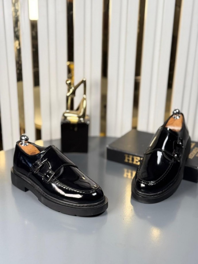 YENİ SEZON CASUAL ÇİFT TOKA MODEL - SİYAH RUGAN DERİ