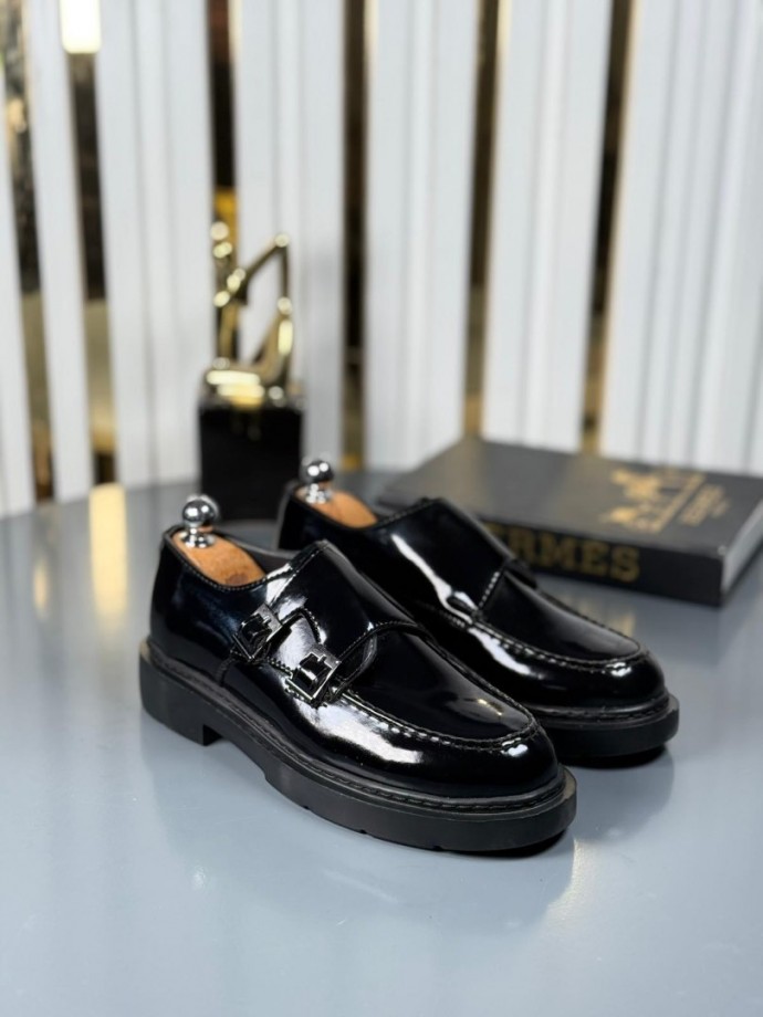 YENİ SEZON CASUAL ÇİFT TOKA MODEL - SİYAH RUGAN DERİ