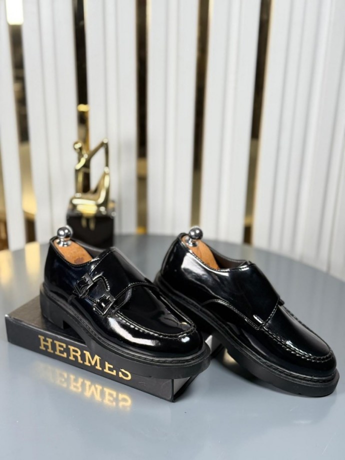 YENİ SEZON CASUAL ÇİFT TOKA MODEL - SİYAH RUGAN DERİ