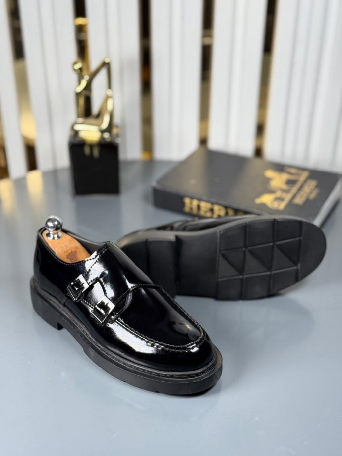 YENİ SEZON CASUAL ÇİFT TOKA MODEL - SİYAH RUGAN DERİ