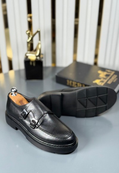 YENİ SEZON CASUAL ÇİFT TOKA MODEL - SİYAH MAT DERİ