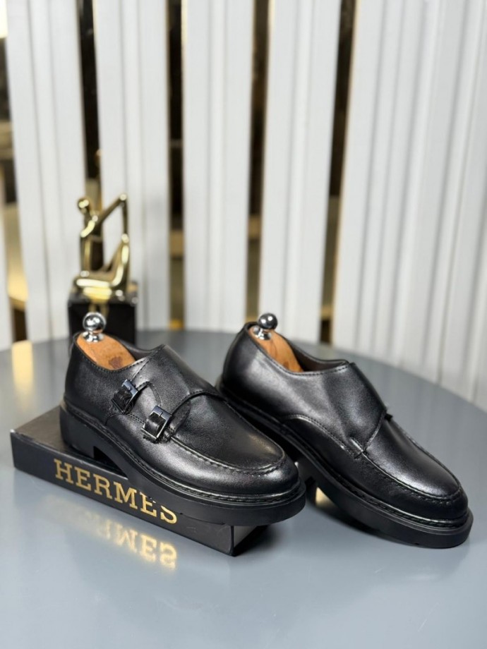 YENİ SEZON CASUAL ÇİFT TOKA MODEL - SİYAH MAT DERİ