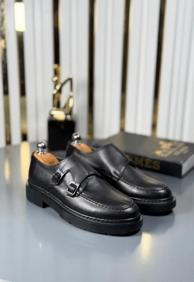 YENİ SEZON CASUAL ÇİFT TOKA MODEL - SİYAH MAT DERİ