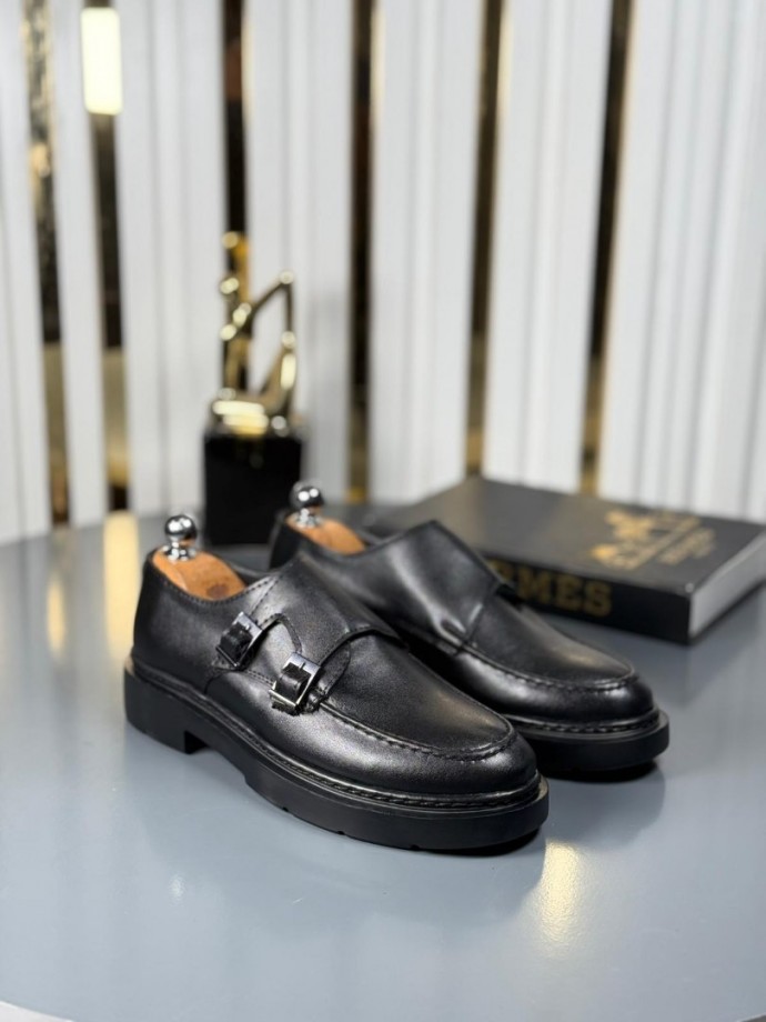 YENİ SEZON CASUAL ÇİFT TOKA MODEL - SİYAH MAT DERİ