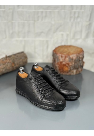  YENİ SEZON CASUAL KIŞLIK GÜNLÜK RAHAT MODEL - SİYAH PÜTÜR DERİ