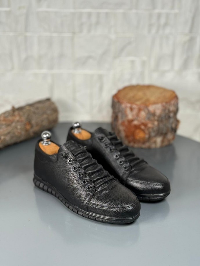  YENİ SEZON CASUAL KIŞLIK GÜNLÜK RAHAT MODEL - SİYAH PÜTÜR DERİ