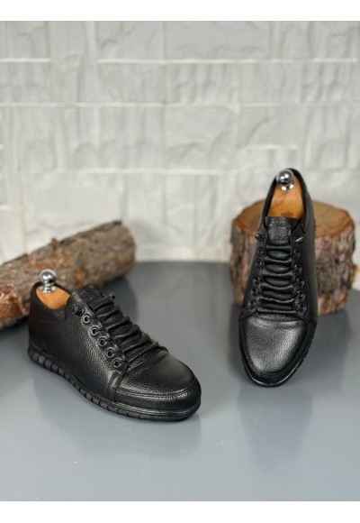  YENİ SEZON CASUAL KIŞLIK GÜNLÜK RAHAT MODEL - SİYAH PÜTÜR DERİ