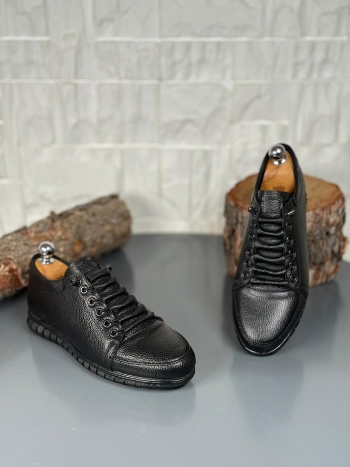  YENİ SEZON CASUAL KIŞLIK GÜNLÜK RAHAT MODEL - SİYAH PÜTÜR DERİ