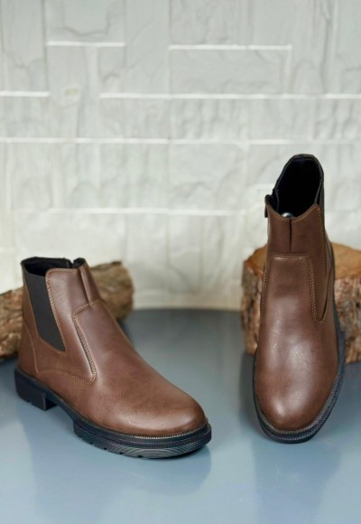 2025 KAHVE DERİ KIŞLIK CRAZY KAUÇUK TABAN BOT - KAHVERENGİ DERİ