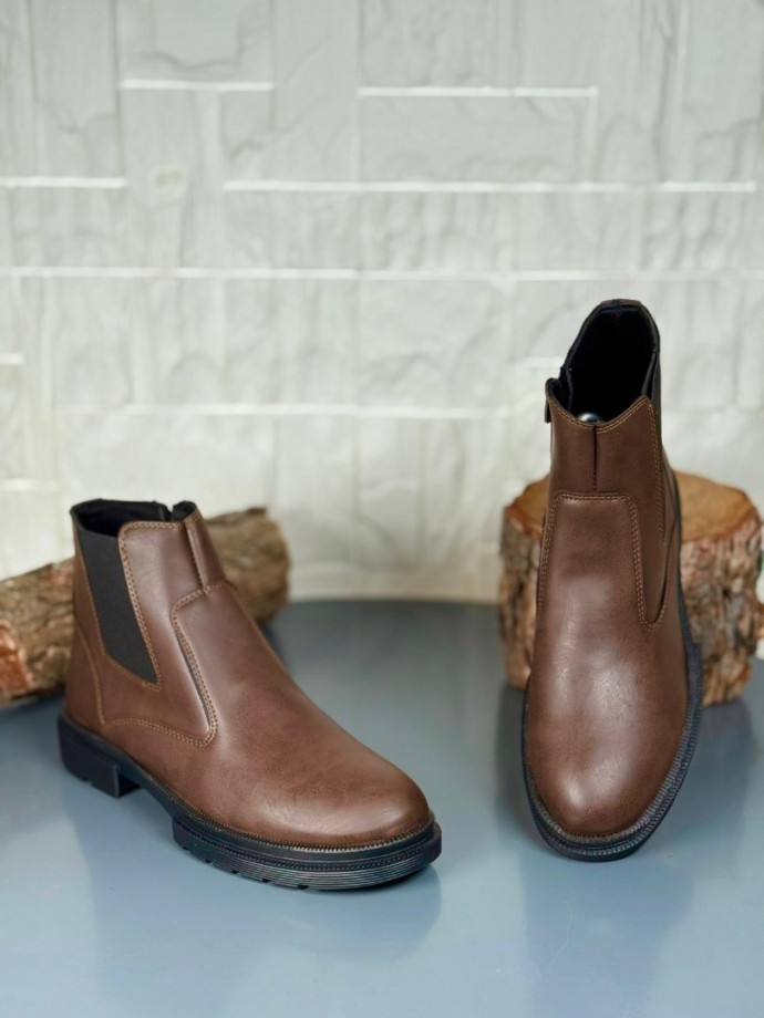 2025 KAHVE DERİ KIŞLIK CRAZY KAUÇUK TABAN BOT - KAHVERENGİ DERİ