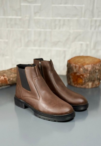 2025 KAHVE DERİ KIŞLIK CRAZY KAUÇUK TABAN BOT - KAHVERENGİ DERİ