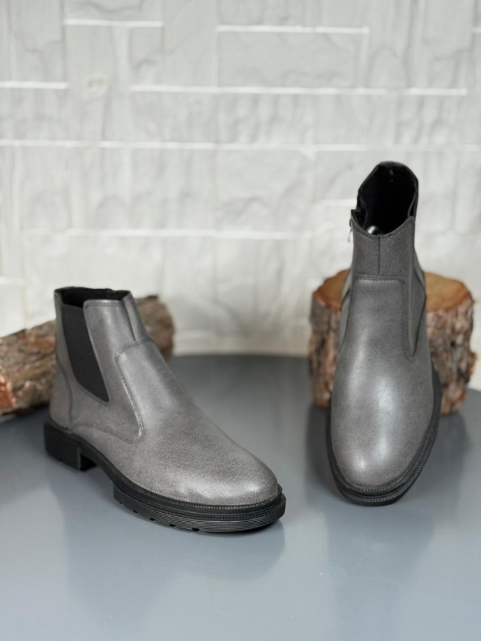 2025 KAHVE DERİ KIŞLIK CRAZY KAUÇUK TABAN BOT - GRİ DERİ