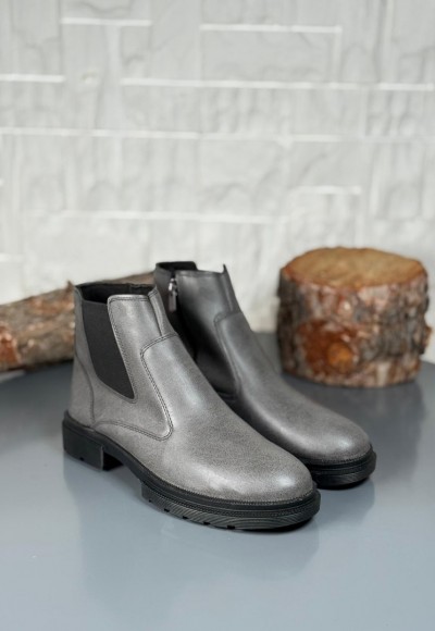 2025 KAHVE DERİ KIŞLIK CRAZY KAUÇUK TABAN BOT - GRİ DERİ