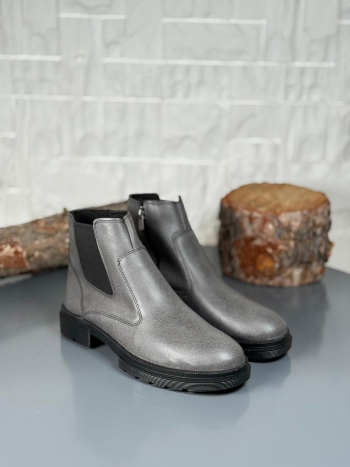 2025 KAHVE DERİ KIŞLIK CRAZY KAUÇUK TABAN BOT - GRİ DERİ