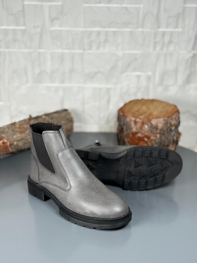 2025 KAHVE DERİ KIŞLIK CRAZY KAUÇUK TABAN BOT - GRİ DERİ