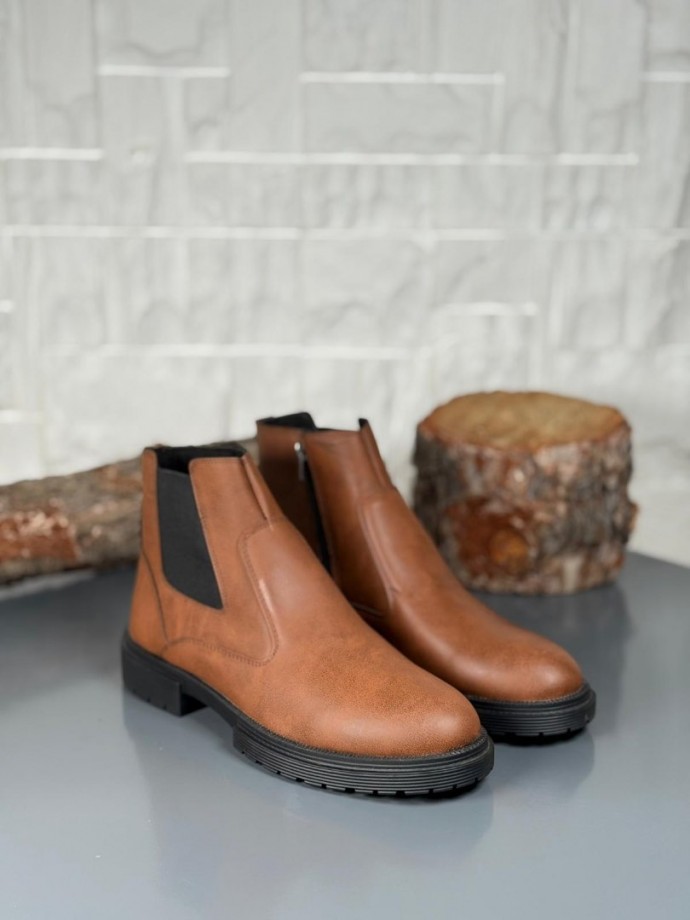 2025 KAHVE DERİ KIŞLIK CRAZY KAUÇUK TABAN BOT - TABA DERİ