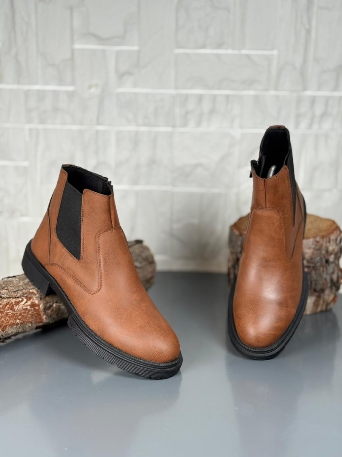 2025 KAHVE DERİ KIŞLIK CRAZY KAUÇUK TABAN BOT - TABA DERİ