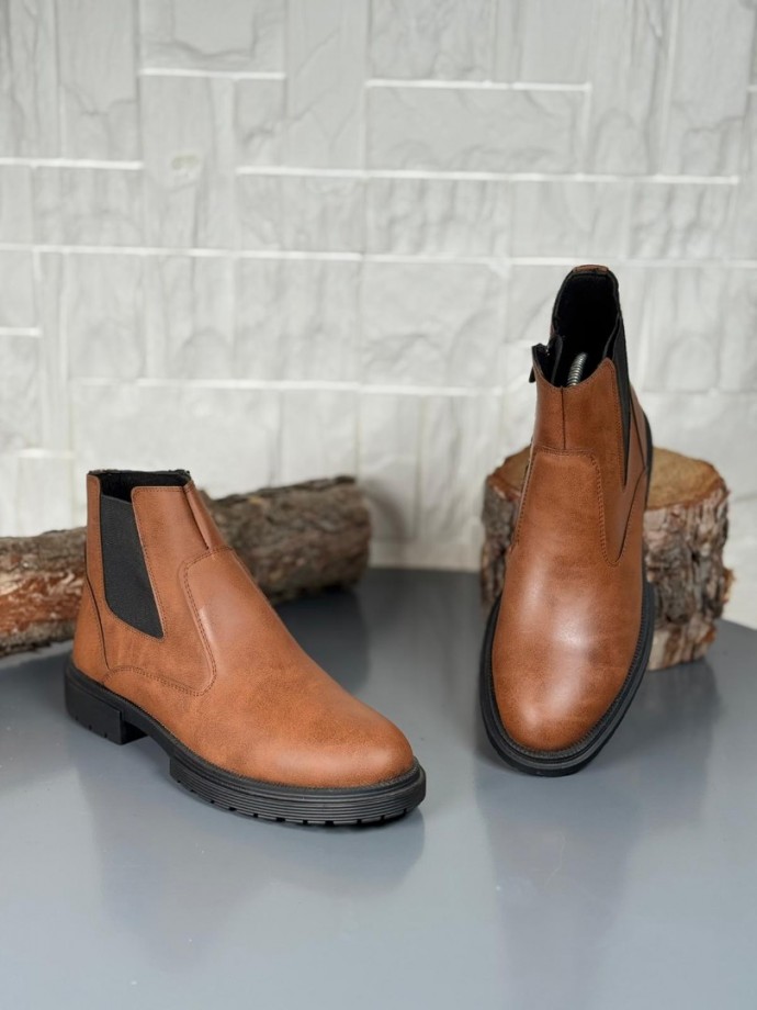 2025 KAHVE DERİ KIŞLIK CRAZY KAUÇUK TABAN BOT - TABA DERİ