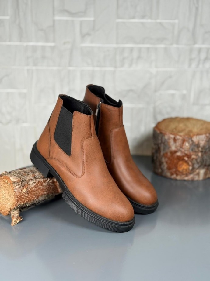 2025 KAHVE DERİ KIŞLIK CRAZY KAUÇUK TABAN BOT - TABA DERİ