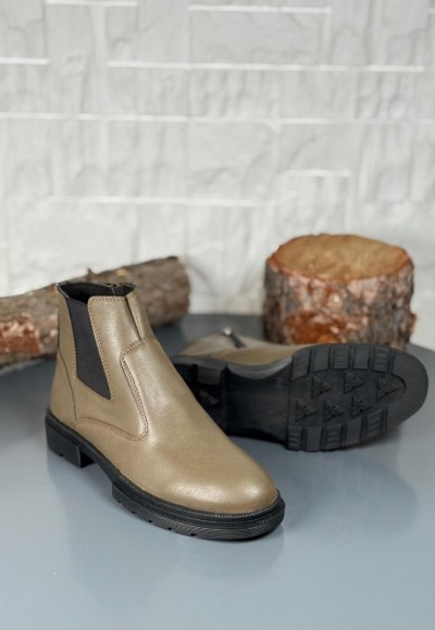 2025 KAHVE DERİ KIŞLIK CRAZY KAUÇUK TABAN BOT - BEJ DERİ