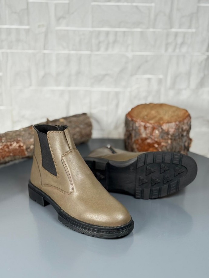 2025 KAHVE DERİ KIŞLIK CRAZY KAUÇUK TABAN BOT - BEJ DERİ