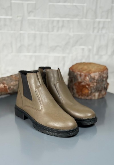 2025 KAHVE DERİ KIŞLIK CRAZY KAUÇUK TABAN BOT - BEJ DERİ