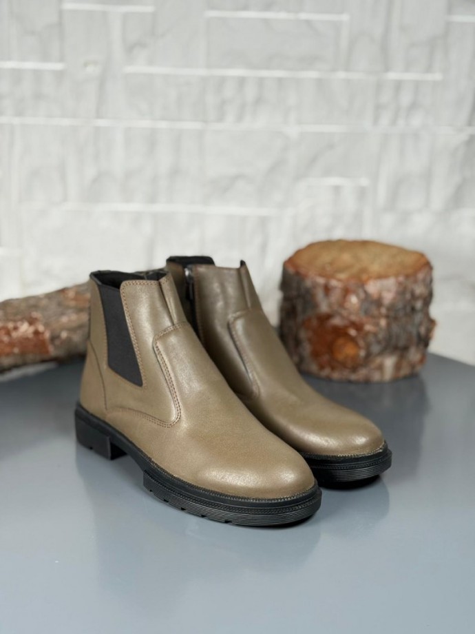 2025 KAHVE DERİ KIŞLIK CRAZY KAUÇUK TABAN BOT - BEJ DERİ