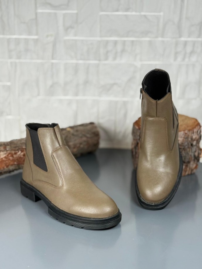 2025 KAHVE DERİ KIŞLIK CRAZY KAUÇUK TABAN BOT - BEJ DERİ