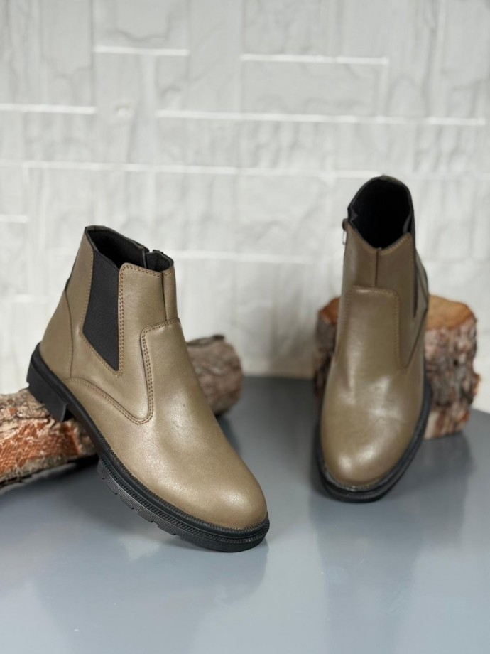 2025 KAHVE DERİ KIŞLIK CRAZY KAUÇUK TABAN BOT - BEJ DERİ