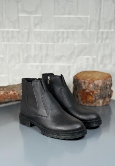 2025 KAHVE DERİ KIŞLIK CRAZY KAUÇUK TABAN BOT - SİYAH DERİ