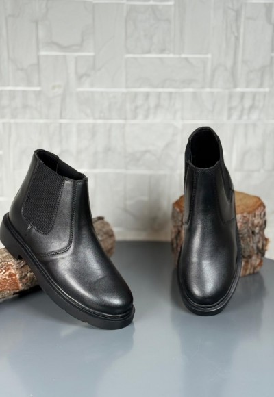 2025 SİYAH MAT DERİ ZRA EVA TABAN BOT - SİYAH DERİ