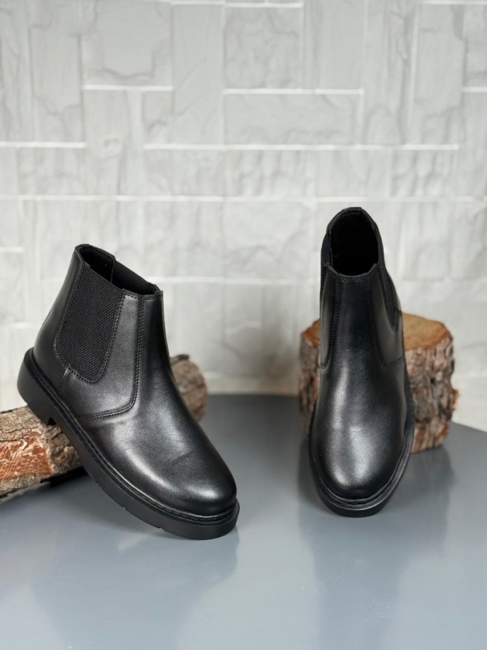 2025 SİYAH MAT DERİ ZRA EVA TABAN BOT - SİYAH DERİ