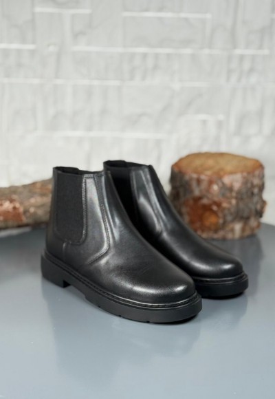 2025 SİYAH MAT DERİ ZRA EVA TABAN BOT - SİYAH DERİ