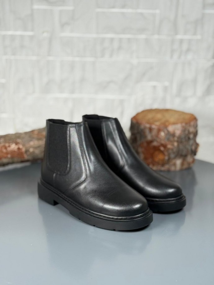 2025 SİYAH MAT DERİ ZRA EVA TABAN BOT - SİYAH DERİ