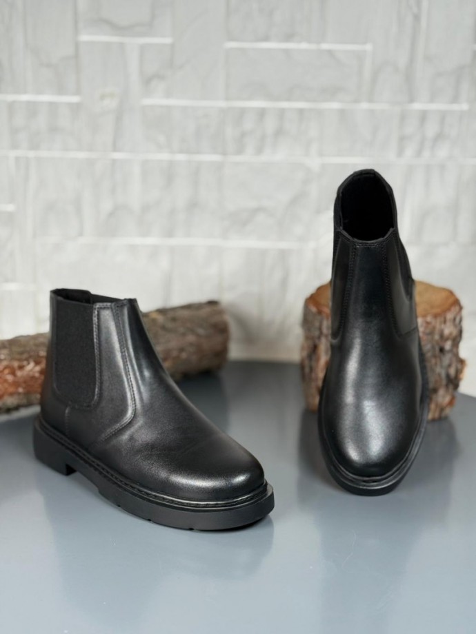 2025 SİYAH MAT DERİ ZRA EVA TABAN BOT - SİYAH DERİ