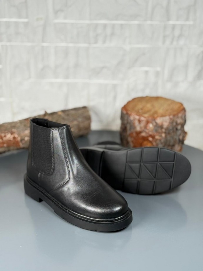 2025 SİYAH MAT DERİ ZRA EVA TABAN BOT - SİYAH DERİ
