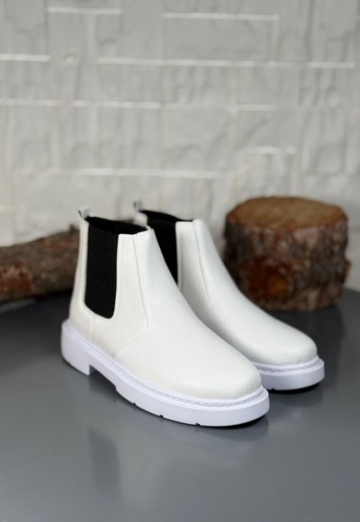 2025 SİYAH BEYAZ DERİ ZRA EVA TABAN BOT - BEYAZ DERİ