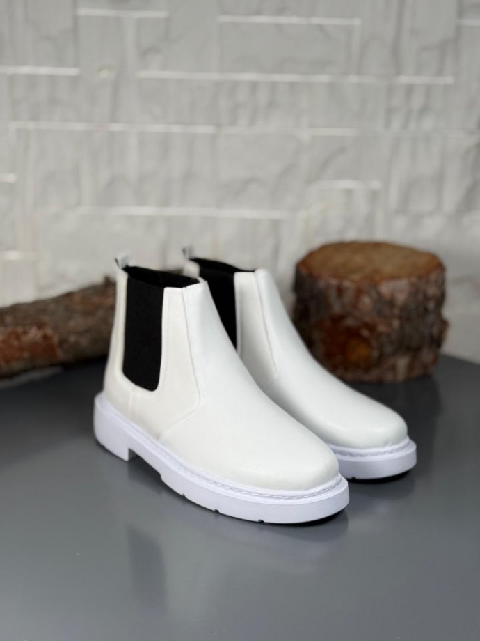 2025 SİYAH BEYAZ DERİ ZRA EVA TABAN BOT - BEYAZ DERİ