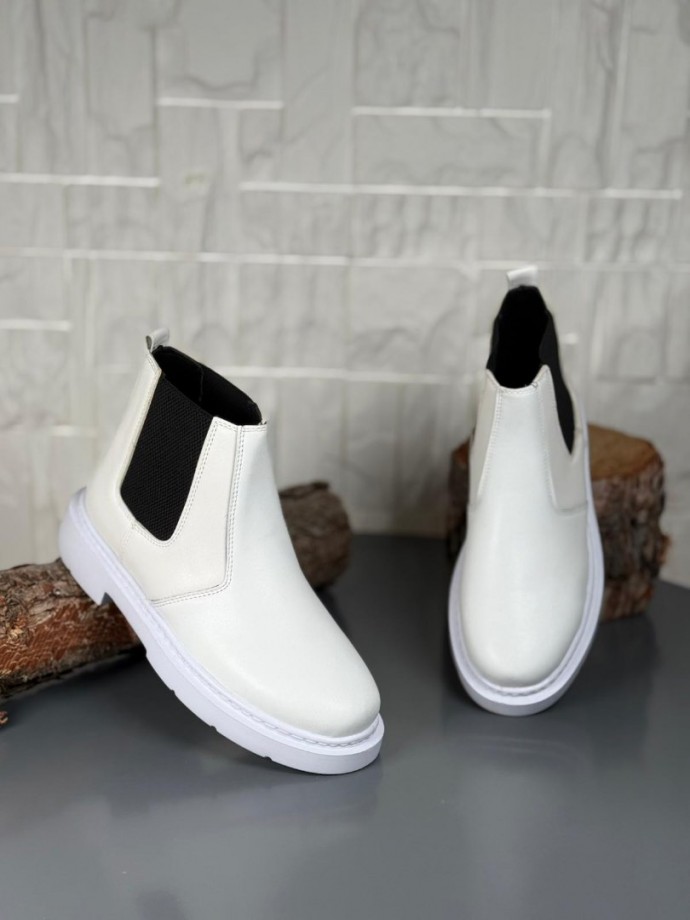 2025 SİYAH BEYAZ DERİ ZRA EVA TABAN BOT - BEYAZ DERİ