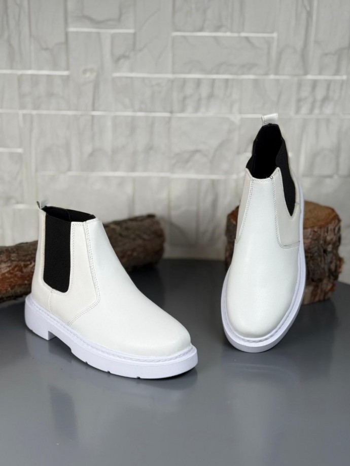 2025 SİYAH BEYAZ DERİ ZRA EVA TABAN BOT - BEYAZ DERİ