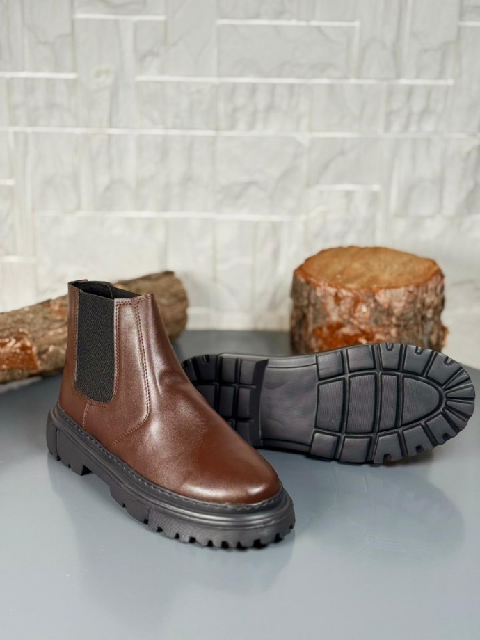  2025 KAHVE DERİ PRD BANDAJLI EVA TABAN BOT - KAHVERENGİ DERİ